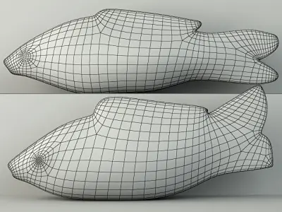 Hand Carved Petrified Wood Koi Fish 4 3D model