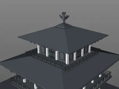 Cartoon Lowpoly Japanese Kinkaku-ji Temples 3D model