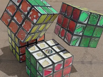 Rubics Cube dirty and repared Low-poly 3D model