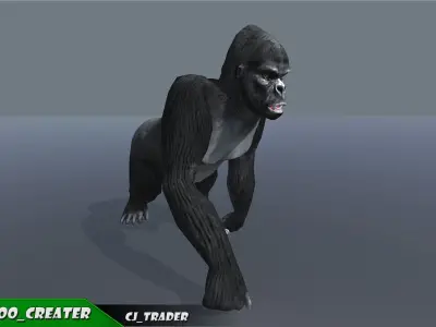 Lowpoly Gorilla Rigged 3D Model Low-poly 3D model