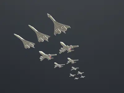 Jet Airplanes Low-poly 3D model