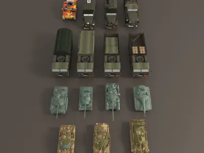 Low Poly Military Vehicles Pack Low-poly 3D model