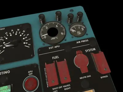 Mi-8MT Mi-17MT Central Overhead Panels Board English Low-poly 3D model