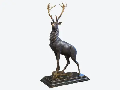 Deer Sculpture Low-poly 3D model