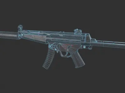 MP5 Submachine Gun Low-poly 3D model