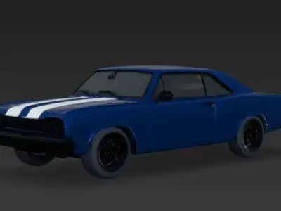 Classic Retro Muscle Car Blue Vehicle 3d model Low-poly 3D model