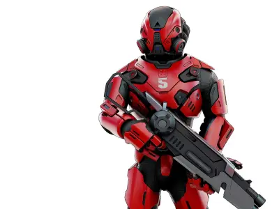 CYBORG SOLDIER RX-50 Rigged for Unreal Engine - Unity - MIXAMO  3D model