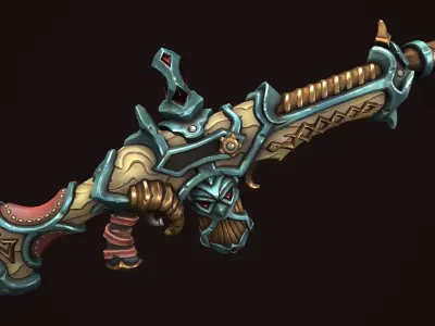 Dwarf assault rifle Low-poly 3D model