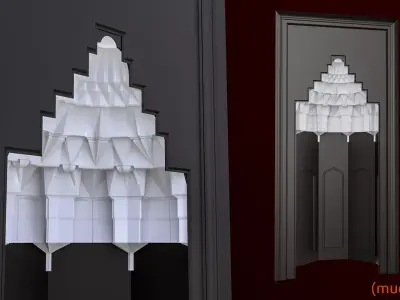 muqarnas door with curtains 3D model