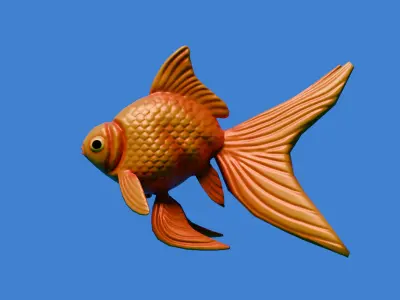 Cartoon Goldfish Rigged Low-poly 3D model