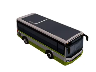 Low Poly Modern Short City Bus Model PBR Texture Low-poly 3D model