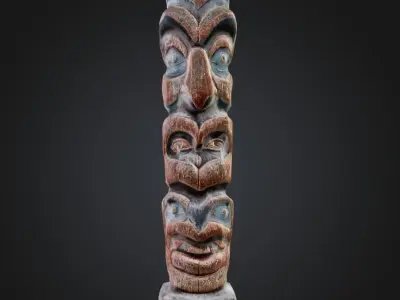 Totem Poles Bundle - Photorealistic Low-poly 3D Model Collection 