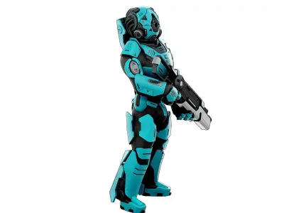 CYBORG SOLDIER RX-800 Rigged for Unreal Engine - Unity - MIXAMO 3D model