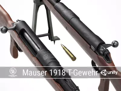 PBR Mauser 1918 Tankgewehr  Low-poly 3D model
