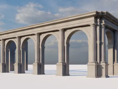 Arch two types Tuscan order with columns on Vignola 3D model