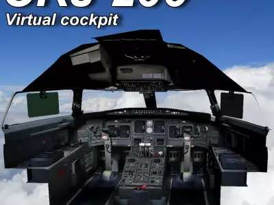 CRJ 200 Virtual cockpit Low-poly 3D model