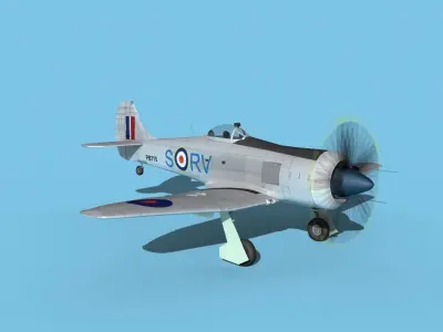 Hawker Tempest MKII V08 RAF 3D model