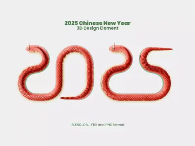 2025 Chinese New Year Of Serpent Top View 3D Render Illustration 3D model