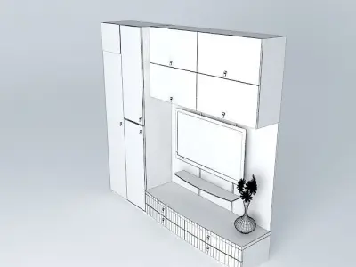 convenient entertainment unit with tv Free 3D model