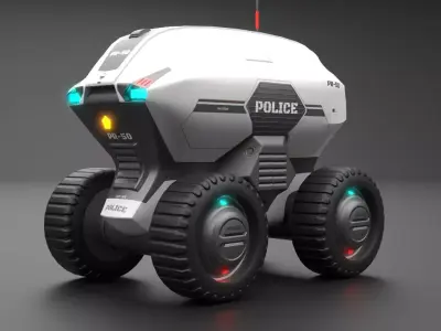 Sci-fi Police Droid Robot Low-poly 3D model