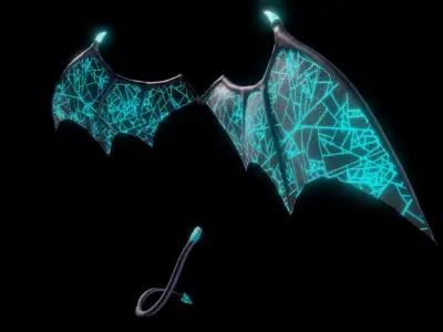 Demon Cyber Wings and Tail Low-Poly Low-poly 3D model