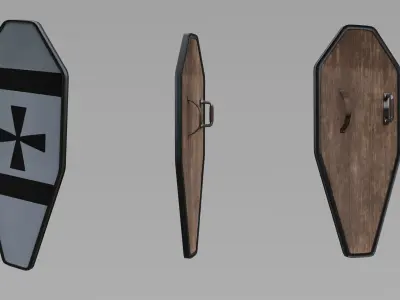 Wankel Coffin Kite medieval shields Free low-poly 3D model