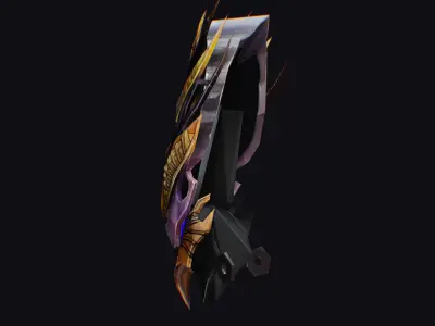 Shield Mythical Legendary Armor Golden Dragon Head Equipment Low-poly 3D model