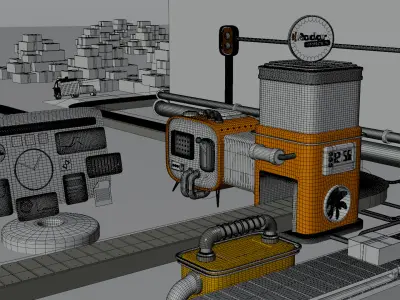 Animation Futuristic Advertising Platform 3D model