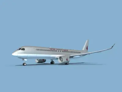Airbus A220-300 Qatar Airways 3D model