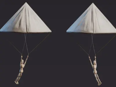 Da Vinci Inventions - Parachute Low-poly 3D model