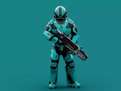 CYBORG SOLDIER RX-1500 Rigged Unreal Engine - Unity - MIXAMO  3D model