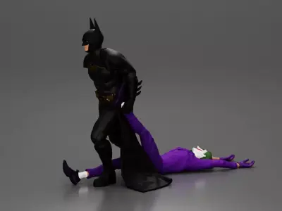 Batman drags defeated clown prince marching with relentless 3D print model
