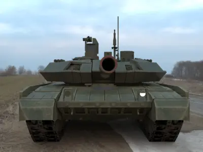 Battle-Worn T90MS Main Battle Tank - 3D Model Low-poly 3D model