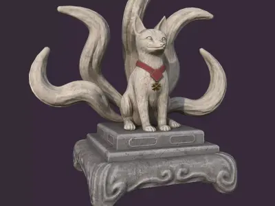Japanese Fox Statue 3D model