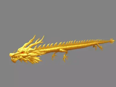 Cartoon Golden Dragon Low-poly 3D model