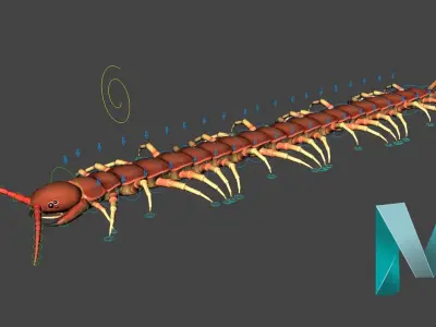 Centipede RIG Blender and Maya Free low-poly 3D model