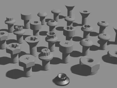 24 bolt and 3 nut 3d model 3D model