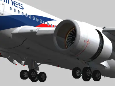 Airbus A350-900 XWB Malaysia Airlines livery 9M-MAB Low-poly 3D model