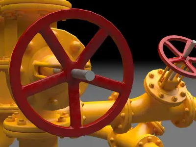 PBR Industrial Pipes Middle Low-poly 3D model