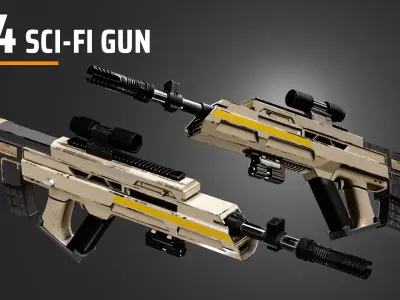 4 Sci-Fi Weapons 3D model