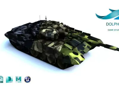 T-90 Tank Low-poly 3D model