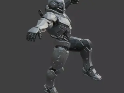 Futuristic Robotic Soldier Rigging 3D Model 3D model