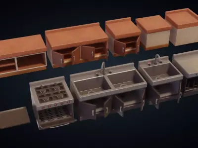 Kitchen Appliance Essentials - Stylized Kitchen Pack - Part 1 Low-poly 3D model