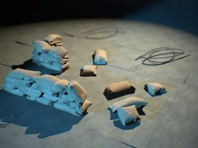 Sandbags Free low-poly 3D model