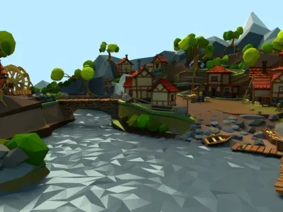 Medieval Village Low-poly 3D model