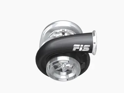 Forced Inductions GTR 107mm GEN4 black polished turbocharger Low-poly 3D model