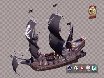 Pirate Ship Low-poly 3D model