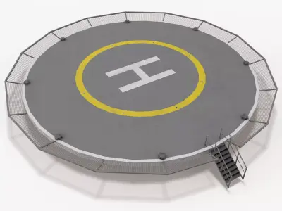 Helipad Round --321-- Low-poly 3D model