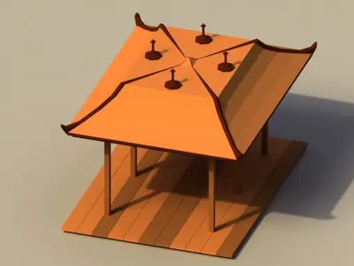 Low Poly Japanese Dais Low-poly 3D model