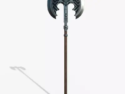 Two handed Ax Low-poly 3D model